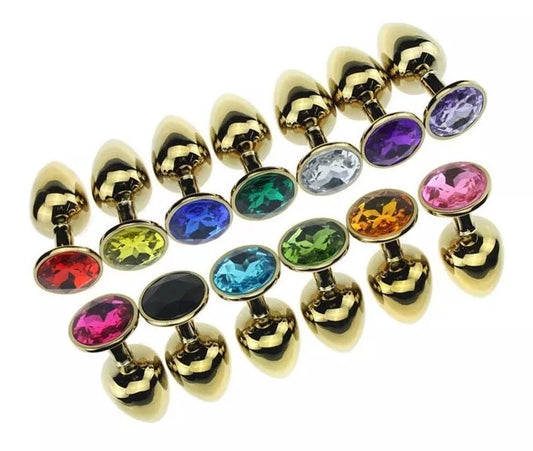 Plug Anal de Acero Quirúrgico Dorado con Joya - Chico