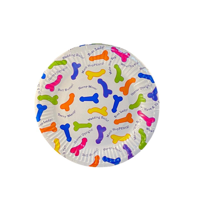 Pack 6 platos de papel con penes
