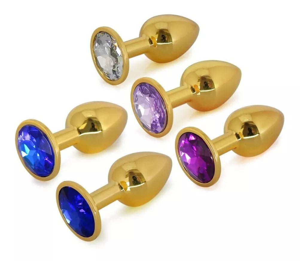 Plug Anal de Acero Quirúrgico Dorado con Joya - Mediano