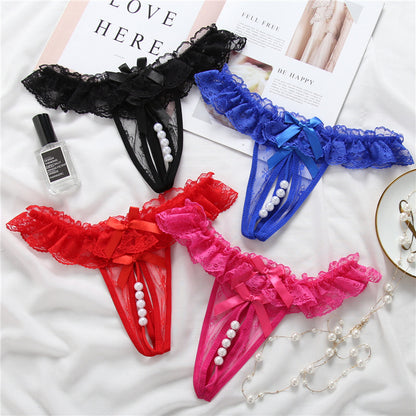 Tanga Abierta Perlas y Moñas