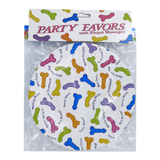 Pack 6 platos de papel con penes