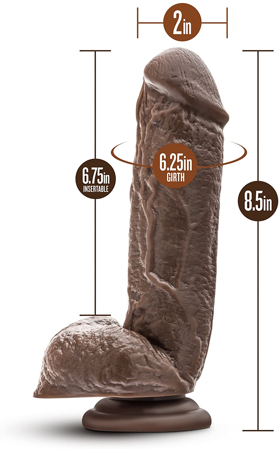 Dildo Chocolate Mr. D con Ventosa de 8.5" con testículos