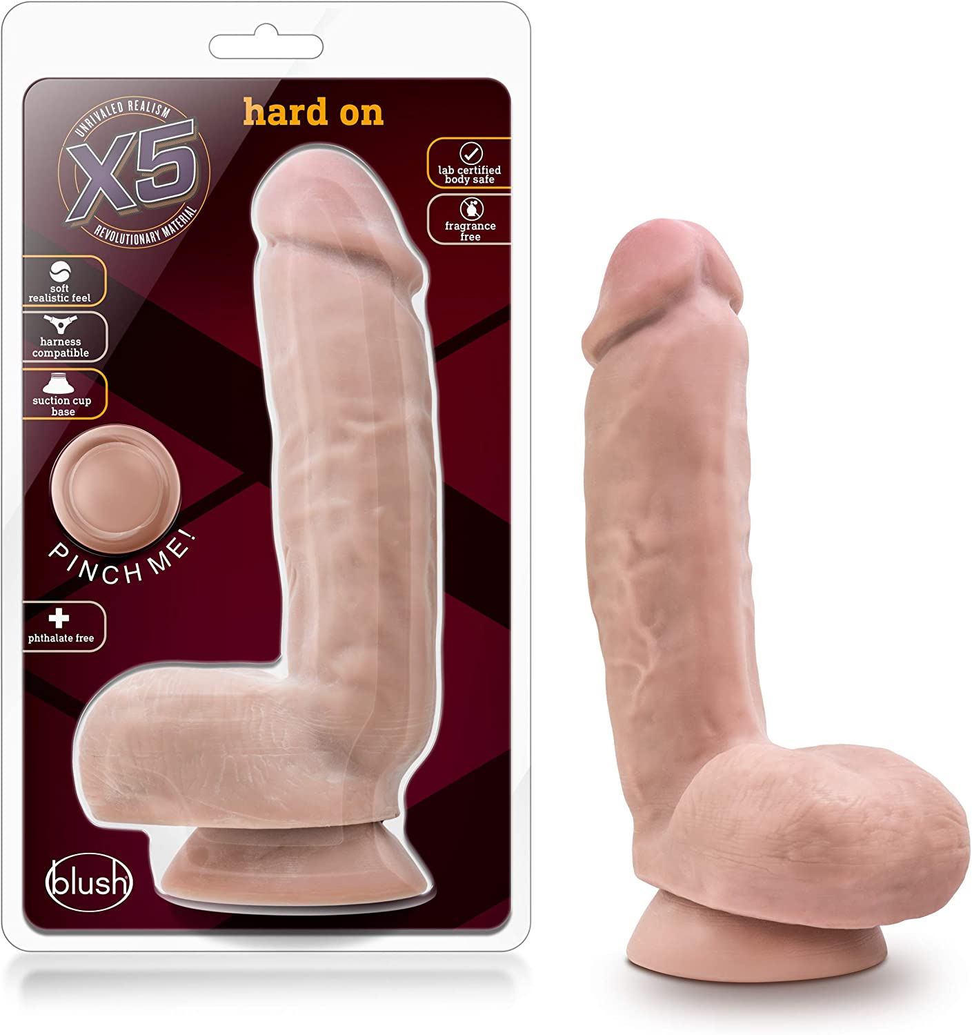 Dildo X5 Hard On Piel con Ventosa y Testículos de 8.75"