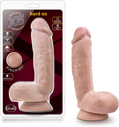 Dildo X5 Hard On Piel con Ventosa y Testículos de 8.75"