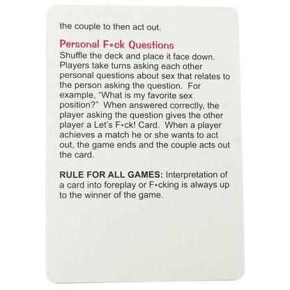 Let's F*ck! Cartas con Posturas Sexuales